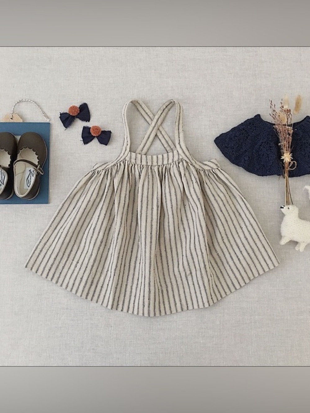 SOOR PLOOM Eloise Linen and Cotton Striped Suspender Dress | Ecru